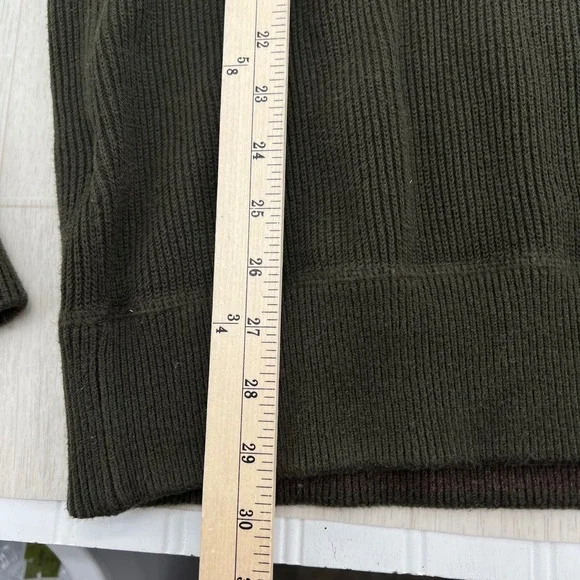 Eddie Bauer Mens XLT Olive Green Ribbed Cotton Henley Sweater Mock Neck 2869 - Picture 5 of 8